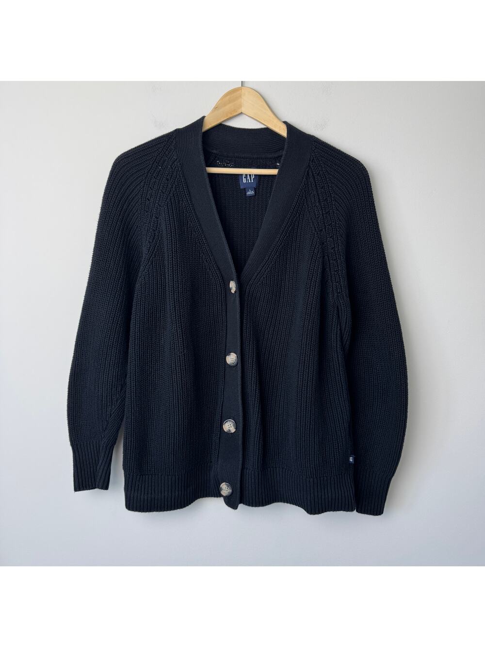 GAP 100% Cotton Black Women's Button Front Cardigan Size Large